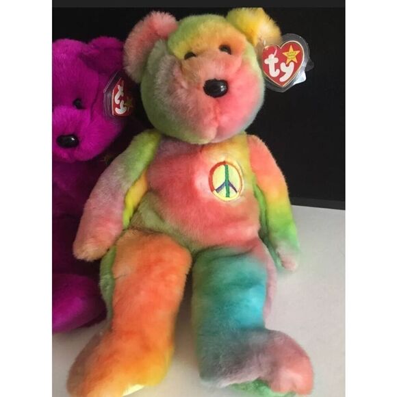 Ty Beanie Buddies Lot Millennium, Spangle, and Peace Bear - Picture 3 of 11